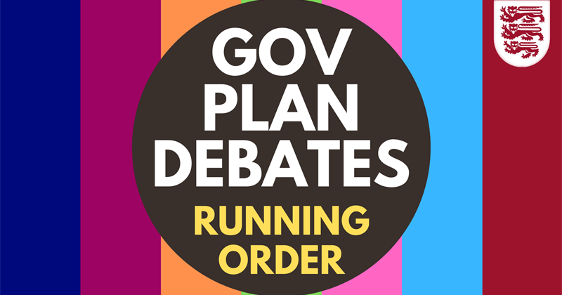 Running Order for Gov Plan 2020-23 debates